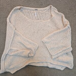 Free People Cozy Cream Knit Sweater